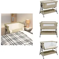 vidaXL Babybedje Met Matras - Babybedjes Met Matrassen - Babybedje - Babyledikantje - Babybox met matras linnen taupe