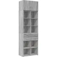 vidaXL Opbergkast 70x42,5x225 cm bewerkt hout grijs sonoma eikenkleur