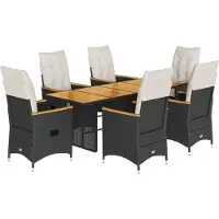 vidaXL 7-delige tuinset met kussens, zwart, van polyrotan