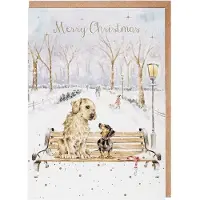 Wrendale Designs Wrendale Kerstkaarten Notepack - 8 stuks 'Winter Walks' Golden Retriever and Dachshund Christmas Card Pack