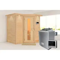 Karibu | Sahib 2 Sauna | Energiesparende Deur | Biokachel 9 kW Externe Bediening