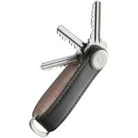 OrbitKey Grijze leren sleutelhanger | Maat adult