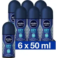 Nivea FOR MEN Dry Fresh Roller - multiverpakking 6 x 50 ml