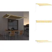 vidaXL Uitschuifbare Luifel - Uitschuifbare Luifels - Uittrekbare Luifel - Uittrekbare Luifels - Luifel automatisch met LED en windsensor 450x300 cm geel en wit