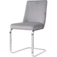 Merax set van 6 luxe fluwelen stoelen - Grijs met diamantvormig rugdesign en zilveren metalen poten - Elegante loungestoelen