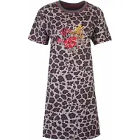 Irresistible Dames Nachthemd - Katoen - Panterprint - Grijs - Maat XXL