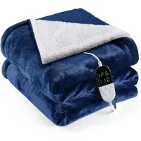 Quality Heating Elektrische omslagdeken 1 persoons 180x150 cm - Fleece - Blue -