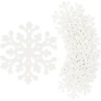 Springos Kersthanger | Sneeuwvlok | Wit | Glitter | Kunststof | 8 cm | 8 Stuks