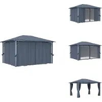 vidaXL Paviljoen met gordijnen, 400x300 cm, antraciet, aluminium - Paviljoens & feesttenten