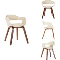 vidaXL Eetkamerstoel Wit, beuken en kunstleer - Eetkamerstoelen