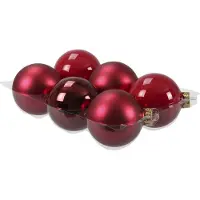 Othmar decorations Kerstballen - 6x st - rood - D8 cm - glas - mat/glans - kerstversiering
