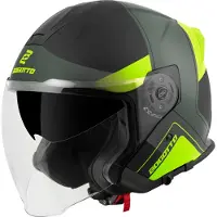 Bogotto H586 City-B Zwart Groen Geel Jethelm Maat L