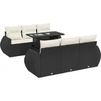 vidaXL 7-delige Loungeset met kussens poly rattan zwart