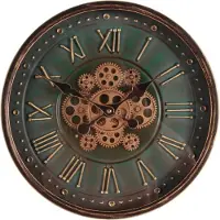 Dutch Style - Klok - Wandklok Bronx 40 cm - Groen - Rond - Metaal - 40x40x7 - Iron+glass