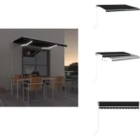 vidaXL Uitschuifbare Luifel - Uitschuifbare Luifels - Uittrekbare Luifel - Uittrekbare Luifels - Luifel automatisch met LED en windsensor 350x250 cm antraciet