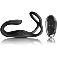 Rocks-Off - oplaadbare anaal vibrator met penisring (zwart)