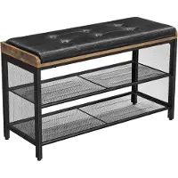 Mazazu MIRA Home - Schoenenbank - Schoenenkast - Zwart - metaal - Hout - 30x80x48