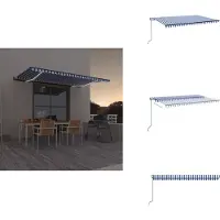 vidaXL Uitschuifbare Luifel - Uitschuifbare Luifels - Uittrekbare Luifel - Uittrekbare Luifels - Luifel automatisch met LED en windsensor 500x300 cm blauw wit