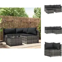 vidaXL Loungeset - Loungesets - Tuinset - Rattan Loungeset - 4-delige Loungeset met kussens poly rattan grijs