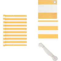 vidaXL Balkonscherm - Balkonschermen - Scherm - Schermen - Balkonscherm 120x500 cm oxford stof wit en geel