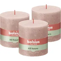Bolsius - Rustieke Kaars - 3 Stuks - Roze - 10 x 10cm - 62 Branduren