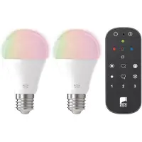 Eglo Slimme Ledlamp Wit En Gekleurd Licht A60 E27 9w 2 Stuks Met Afstandsbediening
