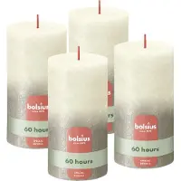 Bolsius - Rustieke kaars Shimmer - 4 stuks - Fading Metallic Ivoor & Champagne Zilver - 13cm - 60 branduren