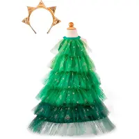 Great Pretenders Kostüm - Weihnachtsbaumkleid - Grün/Gold - - 3-4 Jahre (98-104) - Kostüme