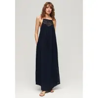 Superdry Lace Halter Maxistrandjurk Blauw Grootte: 44
