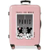 Disney Disneyvoor vrouwen. 3671823 Minnie en Mickey Paris 68 cm roze middelgrote koffer met harde bodem (OSFA), Casual, ABS/polycarbonaat, Medium