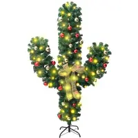 vidaXL Kerstcactus met standaard en LED's 150 cm PVC groen