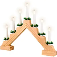 Lumineo LED Kaarsenbrug Hout Op Batterij Bruin bruin Hout Kerstverlichting