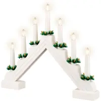 Lumineo LED Raamdecoratie Hout Op Batterij Wit wit Hout Kerstverlichting Figuur