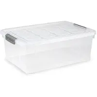 Forte Plastics PlasticForte Opslag/opberg bak met deksel - kunststof - 37 x 26 x 14 cm - transparant - 9 liter - Opbergmanden