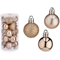 Krist+ kleine kerstballen - 20x - champagne - 3 cm -kunststof - Kerstbal