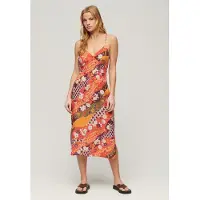 Superdry Halflange Cami-slipjurk met Print Rood Grootte: 42