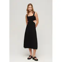 Superdry Jersey Midi-jurk met Uitsnijding Zwart Grootte: 44