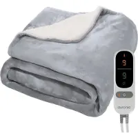 Auronic Elektrische Deken - 9 Hitte- & Timerstanden - Fleece - 2.5m Kabel - 45x60cm - Grijs
