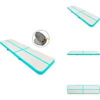 vidaXL Opblaasbare gymnastiekmat met pomp, 800x100x20 cm, PVC, groen - Yoga- en Pilatesmatten