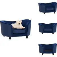 vidaXL Hondenbank blauw, 69x49x40 cm, pluche en kunstleer - Hondenbedden
