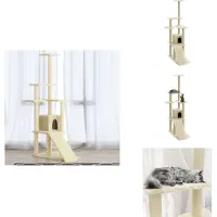 vidaXL Kraboom met sisal krabpalen, crème kleur, 155 cm - Krabomen