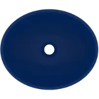 vidaXL Luxe Wasbak - Luxe Wasbakken - Keramische Wastafel - Keramische Wastafels - Wastafel ovaal 40x33 cm keramiek mat donkerblauw