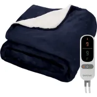 Auronic Elektrische Deken - Warmtedeken - Sherpa Fleece - 9 Hitte en Timerstanden - Bovendeken - 180x130 - 1 persoons - Blauw