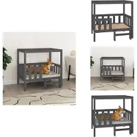 vidaXL Hondenbed, grijs, 95,5x73,5x90 cm, massief grenenhout - Hondenbedden