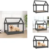 vidaXL Hondenmand - Hondenmanden - Hondenbed - Puppymand - Hondenmand 81x60x70 cm massief grenenhout grijs