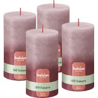Bolsius - Rustieke kaars Shimmer - 4 Stuks - Fading Metallic Roze & Rood - 13cm - 60 branduren