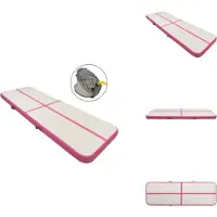 vidaXL Opblaasbare gymnastiekmat met pomp, 300x100x15 cm, PVC, roze - Yoga- en Pilatesmatten