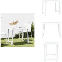 vidaXL Campingtabel wit, 79x56x64 cm, kunststof met houtlook - Tuintafels