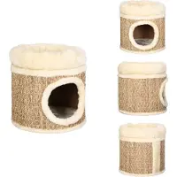 vidaXL Kattenhuis met luxe kattenbed van 33 cm zeegras - Krabombomen
