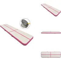vidaXL Gymnastiekmat - Gymnastiekmatten - Sportmat - Sportmatten - Gymnastiekmat met pomp opblaasbaar 700x100x15 cm PVC roze